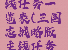 ff144.0主线任务一览表(三国志战略版主线任务一览)
