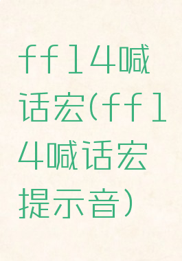 ff14喊话宏(ff14喊话宏提示音)