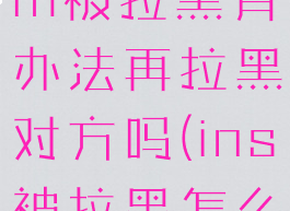 instagram被拉黑有办法再拉黑对方吗(ins被拉黑怎么办)
