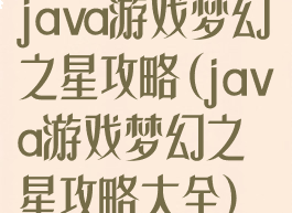 java游戏梦幻之星攻略(java游戏梦幻之星攻略大全)