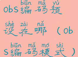 obs编码预设在哪(obs编码模式)