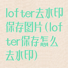 lofter去水印保存图片(lofter保存怎么去水印)