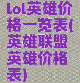 lol英雄价格一览表(英雄联盟英雄价格表)