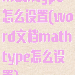 mathtype怎么设置(word文档mathtype怎么设置)