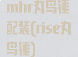 mhr丸鸟锤配装(rise丸鸟锤)