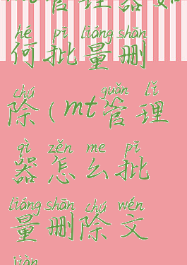 mt管理器如何批量删除(mt管理器怎么批量删除文件)