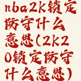 nba2k锁定防守什么意思(2k20锁定防守什么意思)