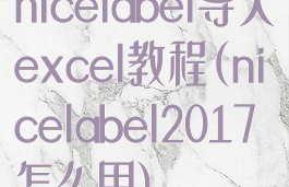nicelabel导入excel教程(nicelabel2017怎么用)