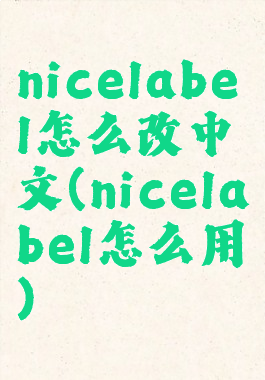 nicelabel怎么改中文(nicelabel怎么用)