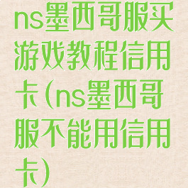 ns墨西哥服买游戏教程信用卡(ns墨西哥服不能用信用卡)