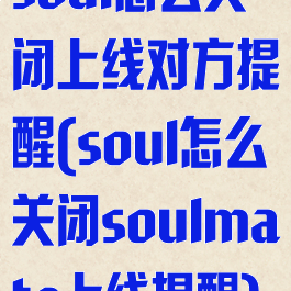 soul怎么关闭上线对方提醒(soul怎么关闭soulmate上线提醒)