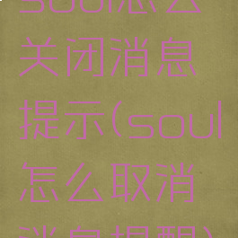 soul怎么关闭消息提示(soul怎么取消消息提醒)