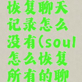 soul怎么恢复聊天记录怎么没有(soul怎么恢复所有的聊天记录)