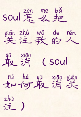 soul怎么把关注我的人取消(soul如何取消关注)