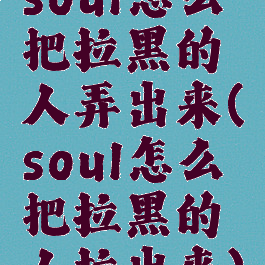 soul怎么把拉黑的人弄出来(soul怎么把拉黑的人拉出来)