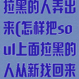soul怎么把拉黑的人弄出来(怎样把soul上面拉黑的人从新找回来)