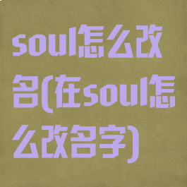 soul怎么改名(在soul怎么改名字)