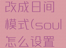 soul怎么改成日间模式(soul怎么设置天数)
