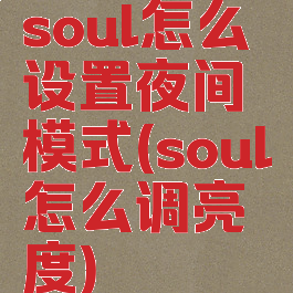 soul怎么设置夜间模式(soul怎么调亮度)