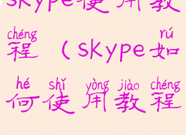 skype使用教程(skype如何使用教程)