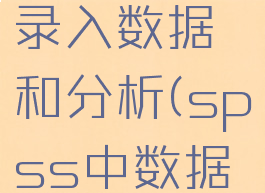 spss怎么录入数据和分析(spss中数据怎么录入)