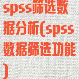 spss筛选数据分析(spss数据筛选功能)