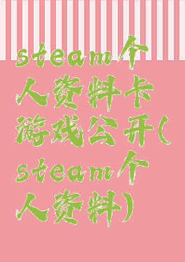 steam个人资料卡游戏公开(steam个人资料)