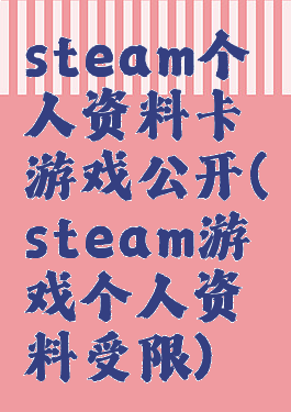 steam个人资料卡游戏公开(steam游戏个人资料受限)