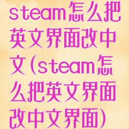 steam怎么把英文界面改中文(steam怎么把英文界面改中文界面)