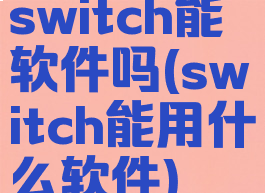 switch能软件吗(switch能用什么软件)