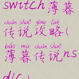 switch薄暮传说攻略(薄暮传说nsdlc)