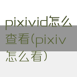 pixivid怎么查看(pixiv怎么看)