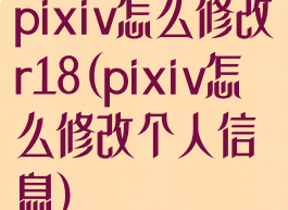 pixiv怎么修改r18(pixiv怎么修改个人信息)