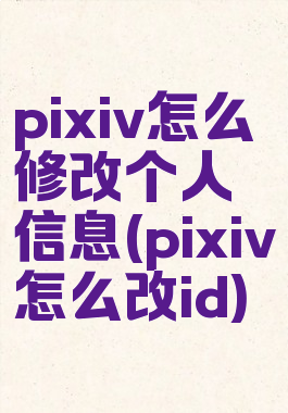 pixiv怎么修改个人信息(pixiv怎么改id)