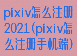 pixiv怎么注册2021(pixiv怎么注册手机端)