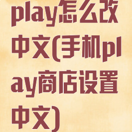 play怎么改中文(手机play商店设置中文)