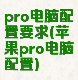 pro电脑配置要求(苹果pro电脑配置)