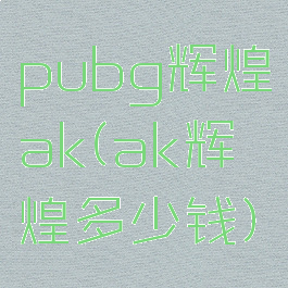 pubg辉煌ak(ak辉煌多少钱)