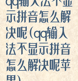 qq输入法不显示拼音怎么解决呢(qq输入法不显示拼音怎么解决呢苹果)