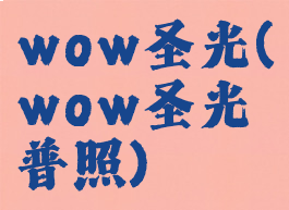 wow圣光(wow圣光普照)