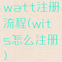 watt注册流程(wits怎么注册)