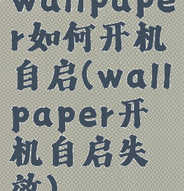 wallpaper如何开机自启(wallpaper开机自启失效)