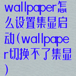 wallpaper怎么设置集显启动(wallpaper切换不了集显)