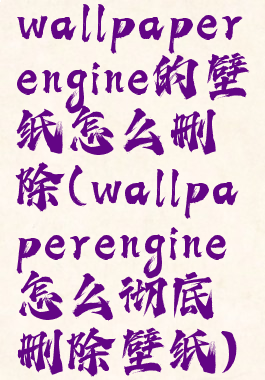 wallpaperengine的壁纸怎么删除(wallpaperengine怎么彻底删除壁纸)