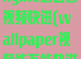 wallpaperengine怎么看视频快进(wallpaper视频能不能快进)