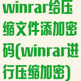 winrar给压缩文件添加密码(winrar进行压缩加密)