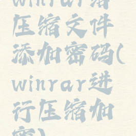 winrar给压缩文件添加密码(winrar进行压缩加密)