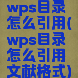 wps目录怎么引用(wps目录怎么引用文献格式)