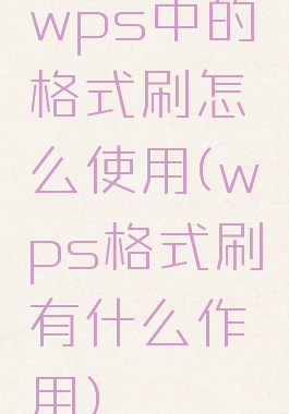 wps中的格式刷怎么使用(wps格式刷有什么作用)