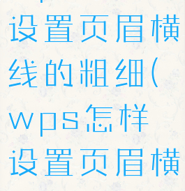 wps怎么设置页眉横线的粗细(wps怎样设置页眉横线粗细)